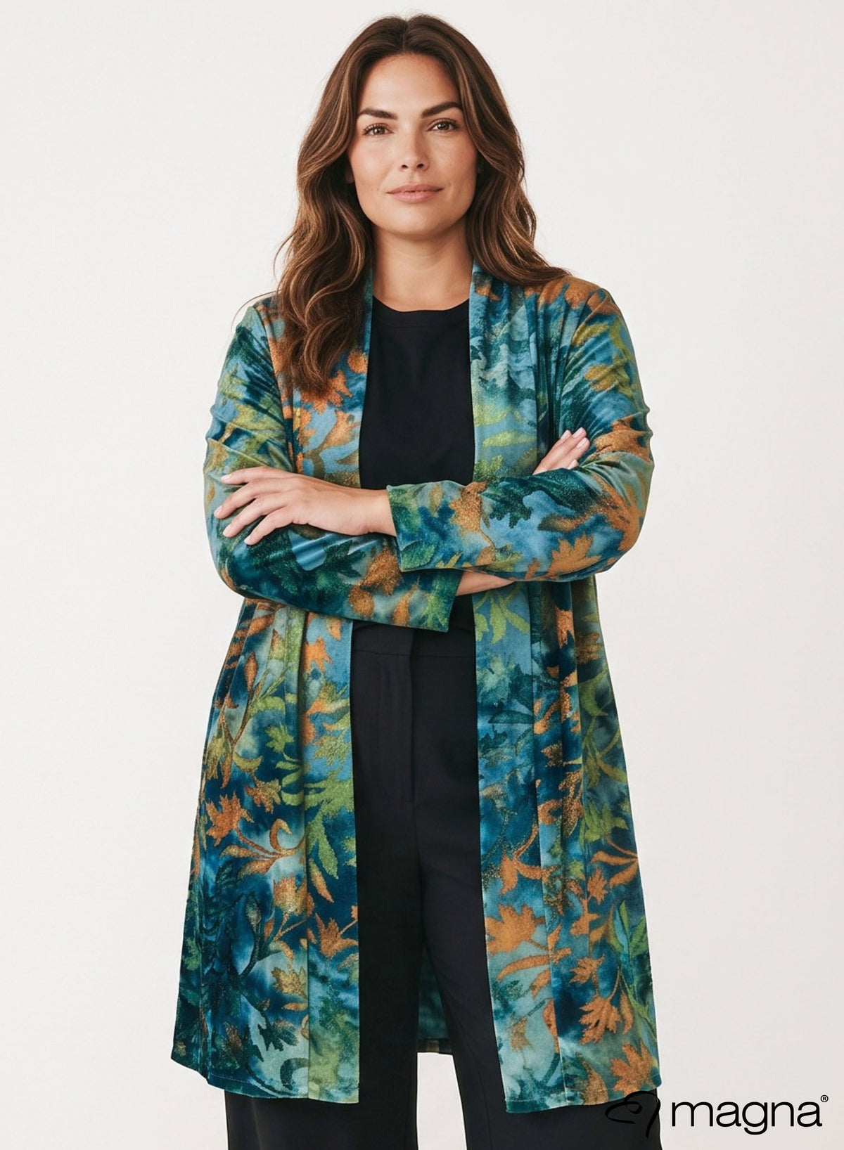 Magna Jacquard-Mesh-Cardigan Grün Midnight Forest