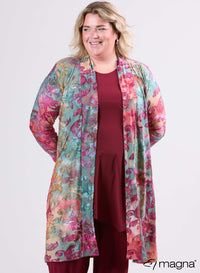 Magna Jacquard Mesh Cardigan Fall Leaves Wijnrood