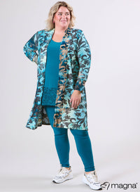 Magna Jacquard Mesh Cardigan Fall Leaves Petrol Blauw