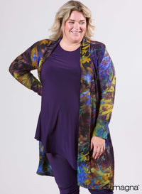 Magna Jacquard Mesh Cardigan Fall Leaves Paars