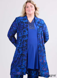 Magna Jacquard Mesh Cardigan Fall Leaves Konings Blauw