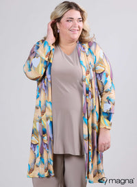Magna Geprinte Travel Cardigan Elegant Whirl Design Zand Blauw