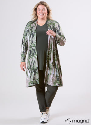 Magna Printed Travel Cardigan Pebble Waves Green