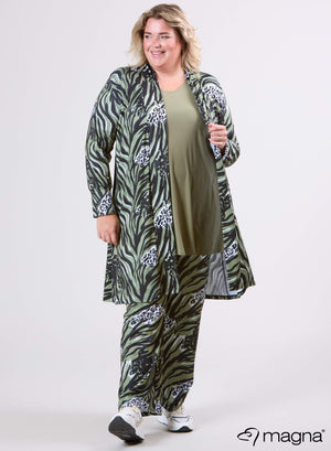 Magna Printed Travel Cardigan Animal Waves Green