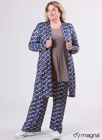 Magna Printed Travel Cardigan Woven Design koningsblauw Zand