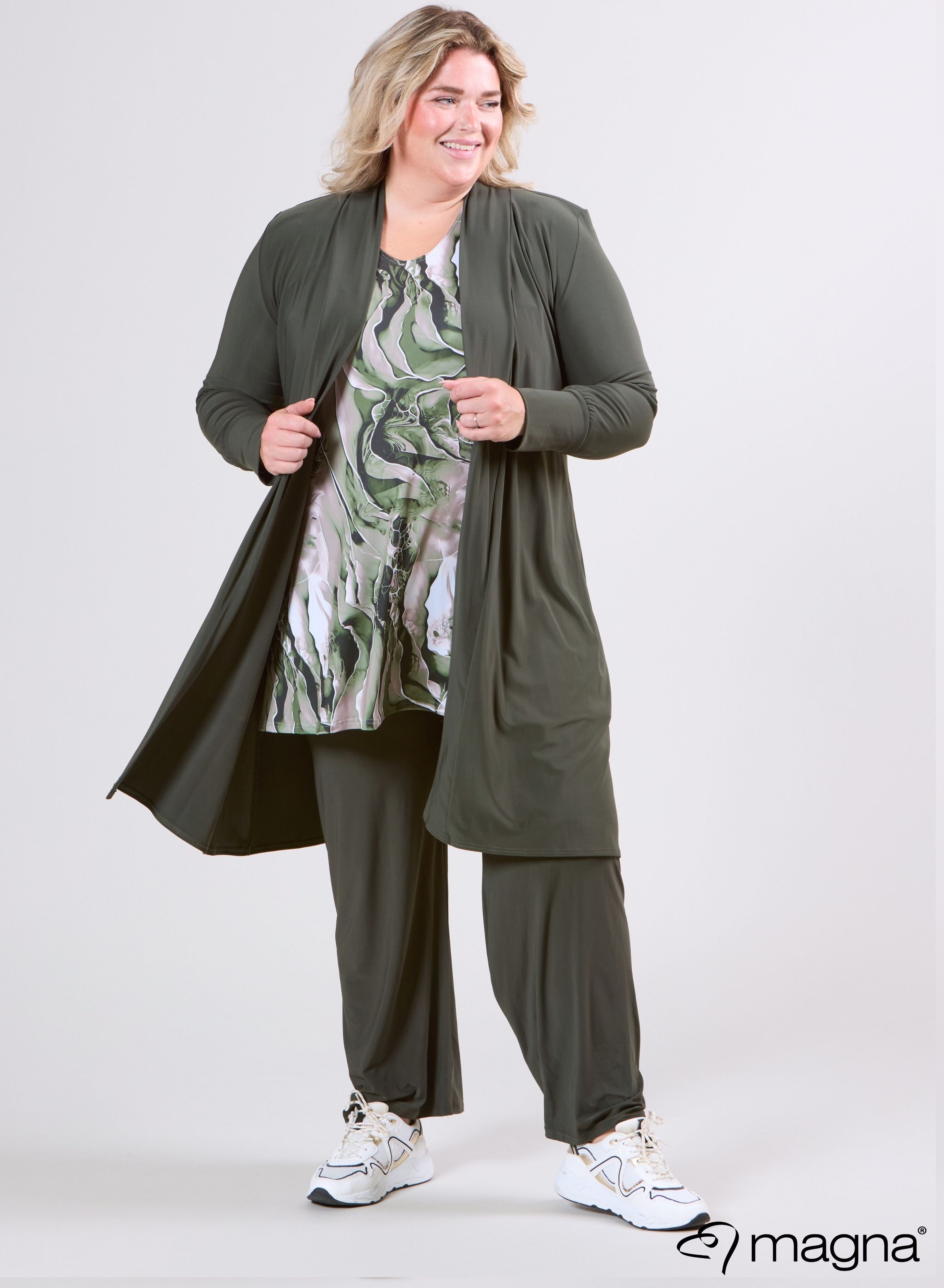 Magna Travel Cardigan Midi Khaki