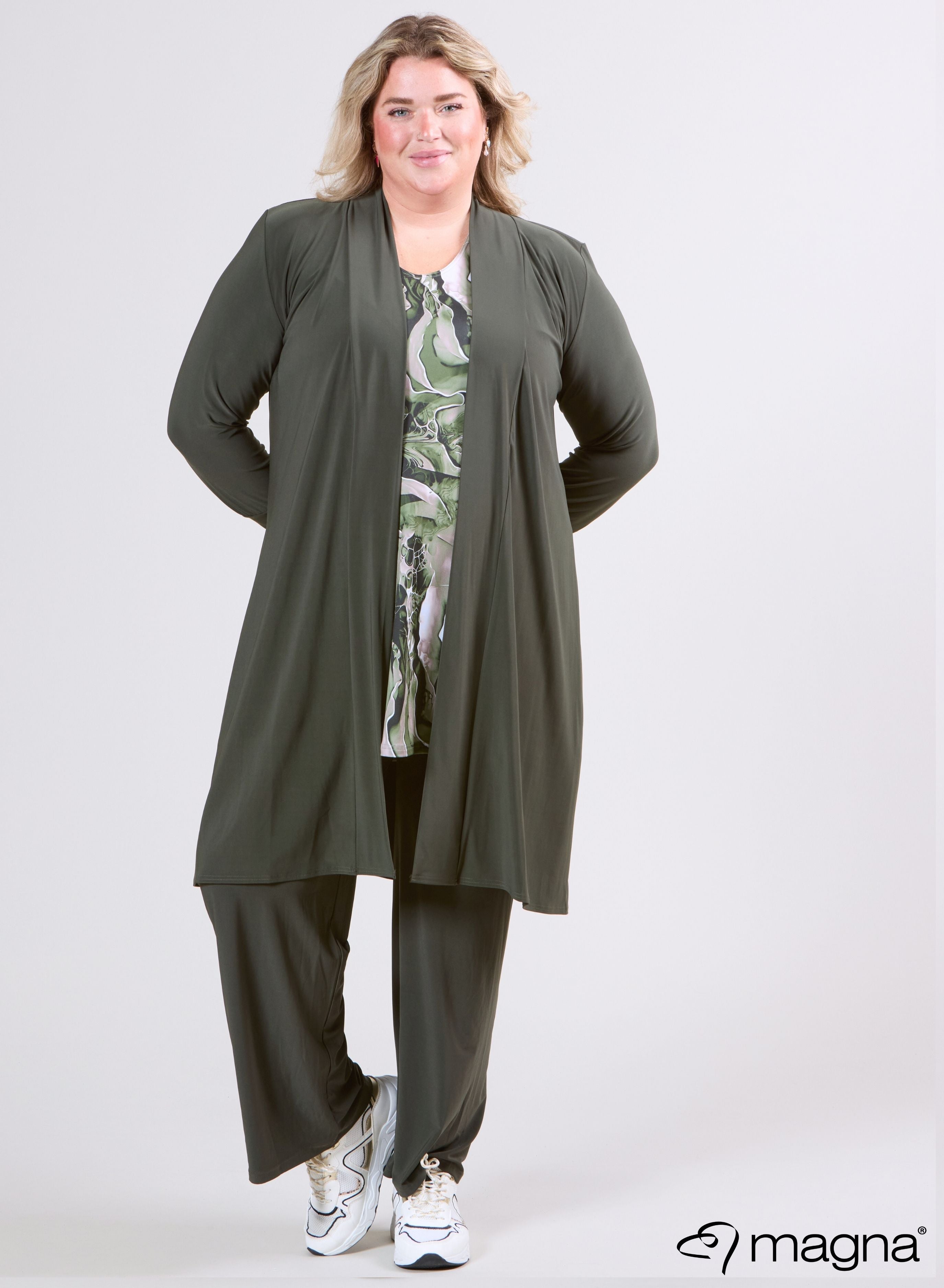 Magna Travel Cardigan Midi Khaki
