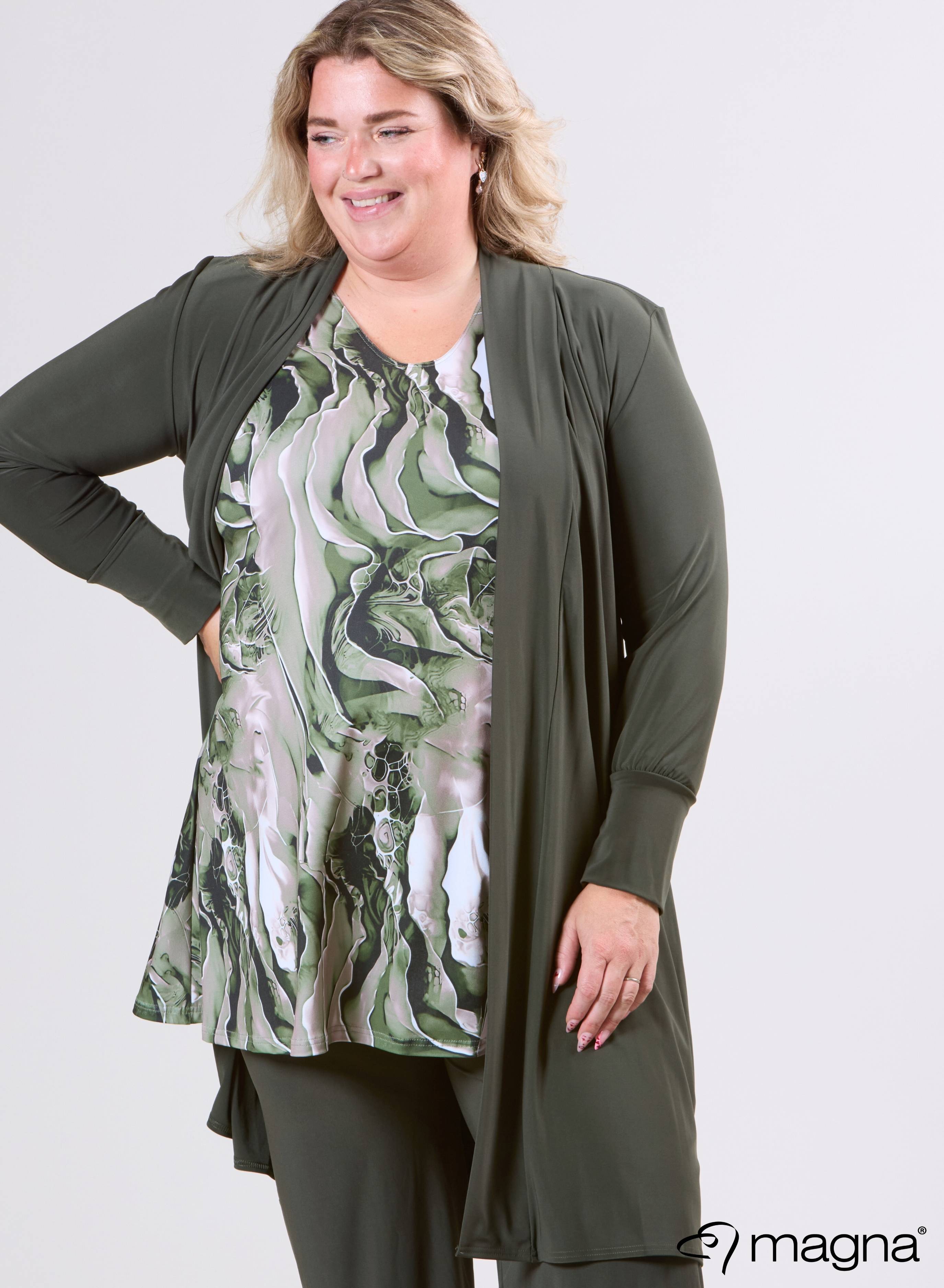 Magna Travel Cardigan Midi Khaki