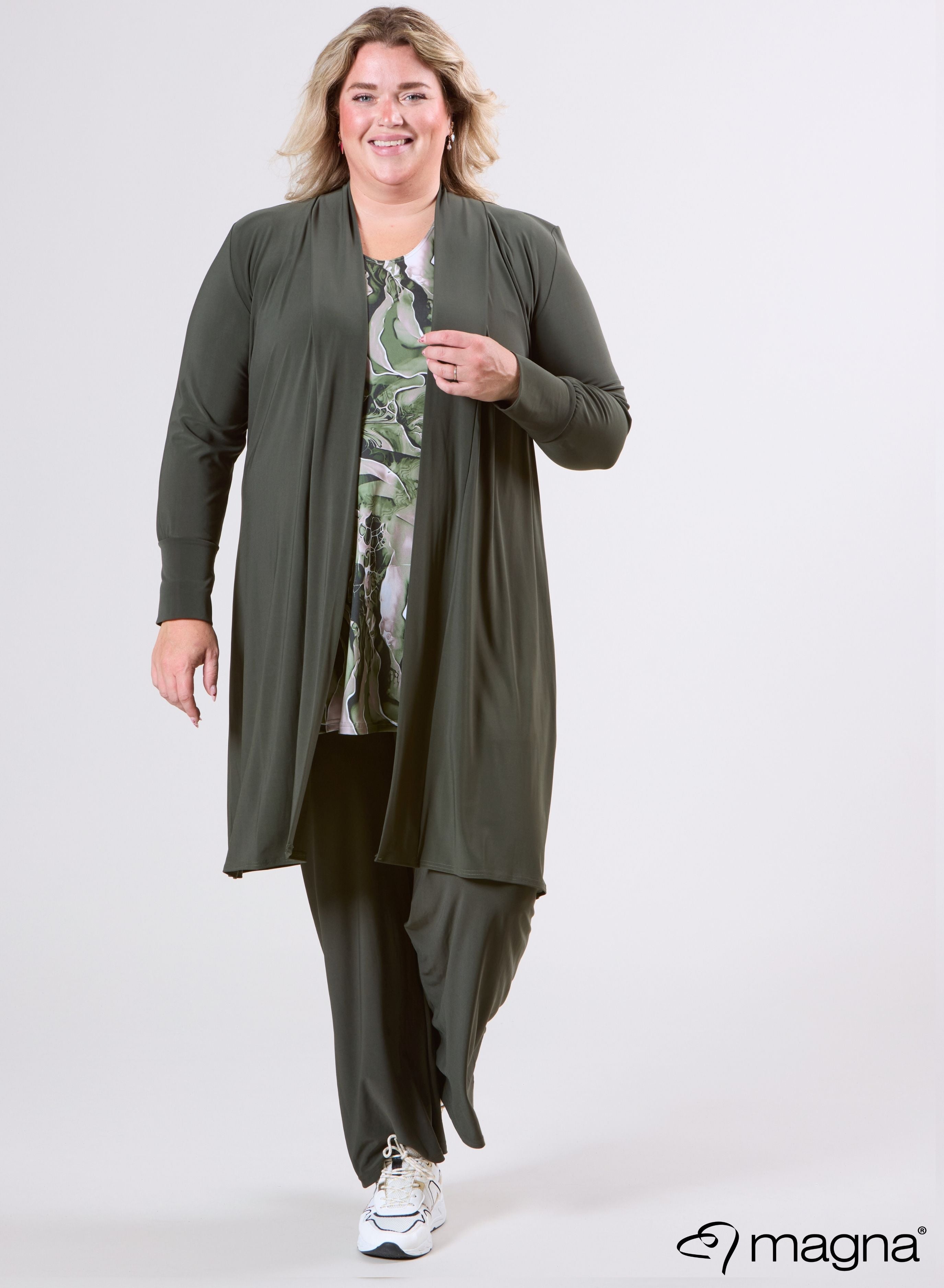 Magna Travel Cardigan Midi Khaki