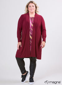 Magna Travel Cardigan Midi Wine Red