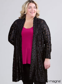 Magna Fluweelbedrukt vest met zwarte fluwelen blokken