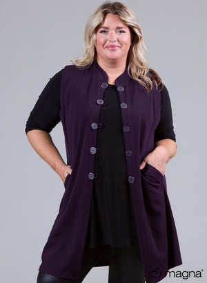 Magna Button Gilet Dark Purple