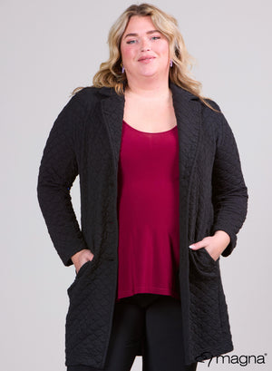 Magna Stretch-Blazer mit warmem Bubble-Jacquard-Muster, Schwarz