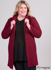 Magna Stretchy Warm Bubble Jacquard Blazer Wine Red
