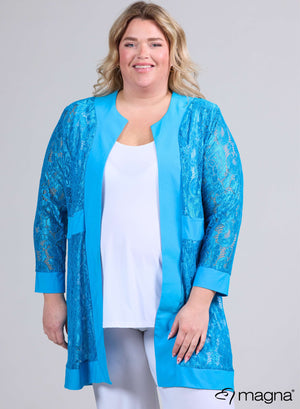 Magna Open Lace Cardigan Türkis
