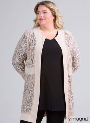 Magna Open Lace Cardigan Zand