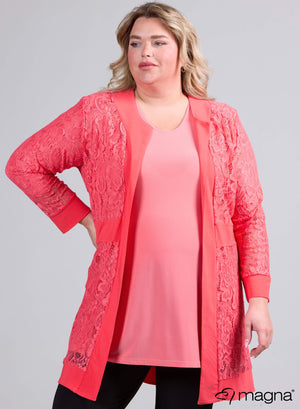 Magna Open Lace Cardigan Koralle