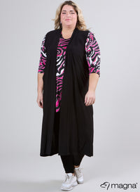 Magna Lange Gilet met Zakken Zwart