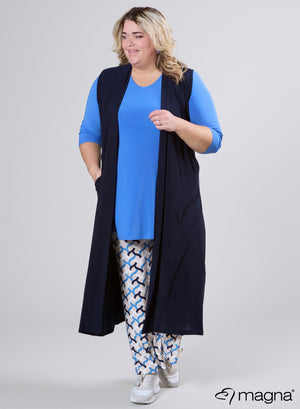Magna Long Vest with Pockets Navy