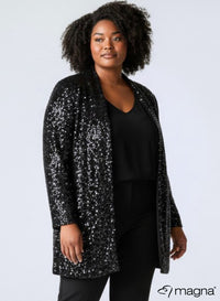 Magna Glitter Sequin Blazer Black