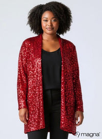 Magna Glitter Sequin Blazer Red