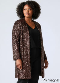 Magna Glitter Sequin Blazer Brown