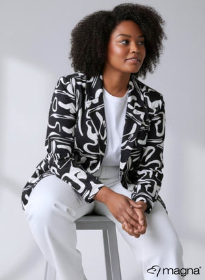 Magna Geprinte Stretch Zware Blazer Zwart-Wit Freestyle