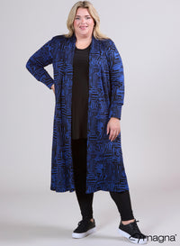 Magna Warme Lange Cover Bloklijnen Zwart/Blauw