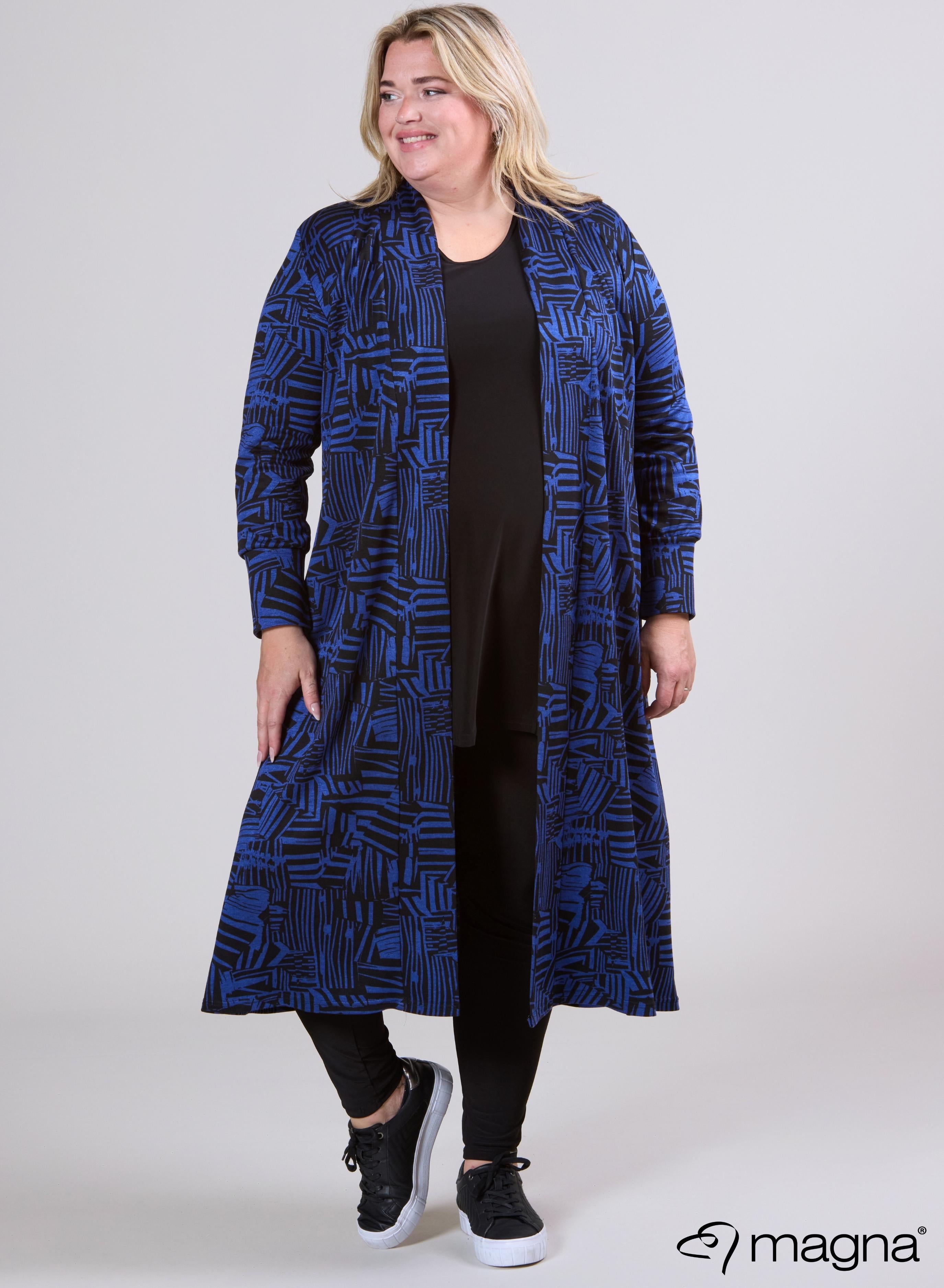Magna Warme Lange Cover Bloklijnen Zwart/Blauw