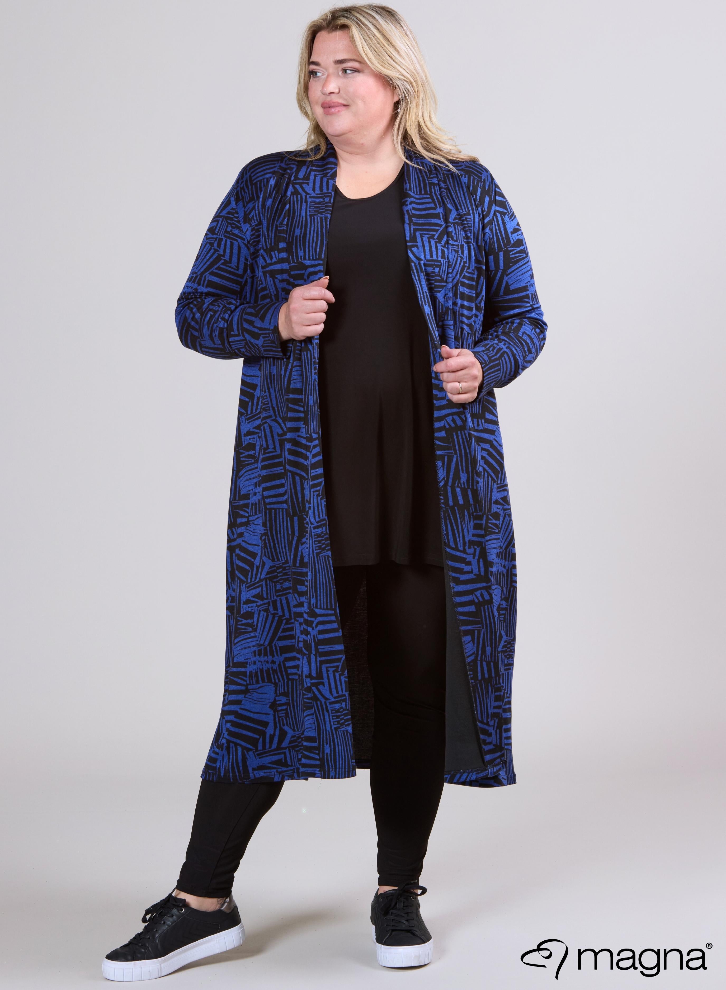 Magna Warme Lange Cover Bloklijnen Zwart/Blauw