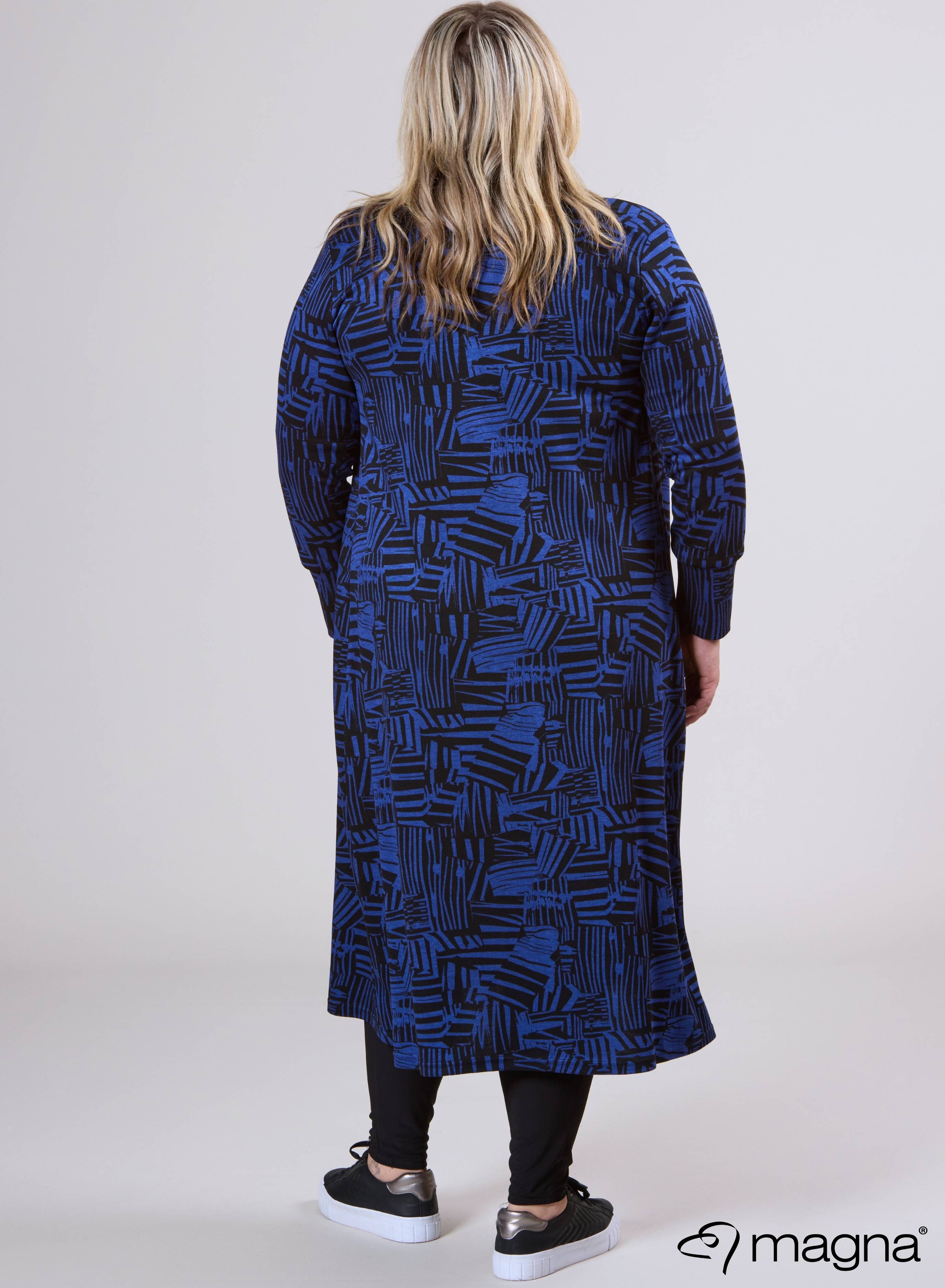 Magna Warme Lange Cover Bloklijnen Zwart/Blauw