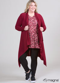 Magna Edgy Cardigan Wine Red