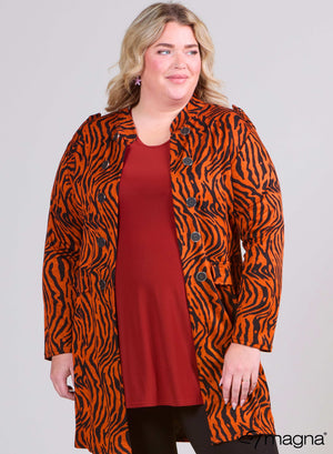 Magna  Viscose Printed Jacket Zebra Melange Rust