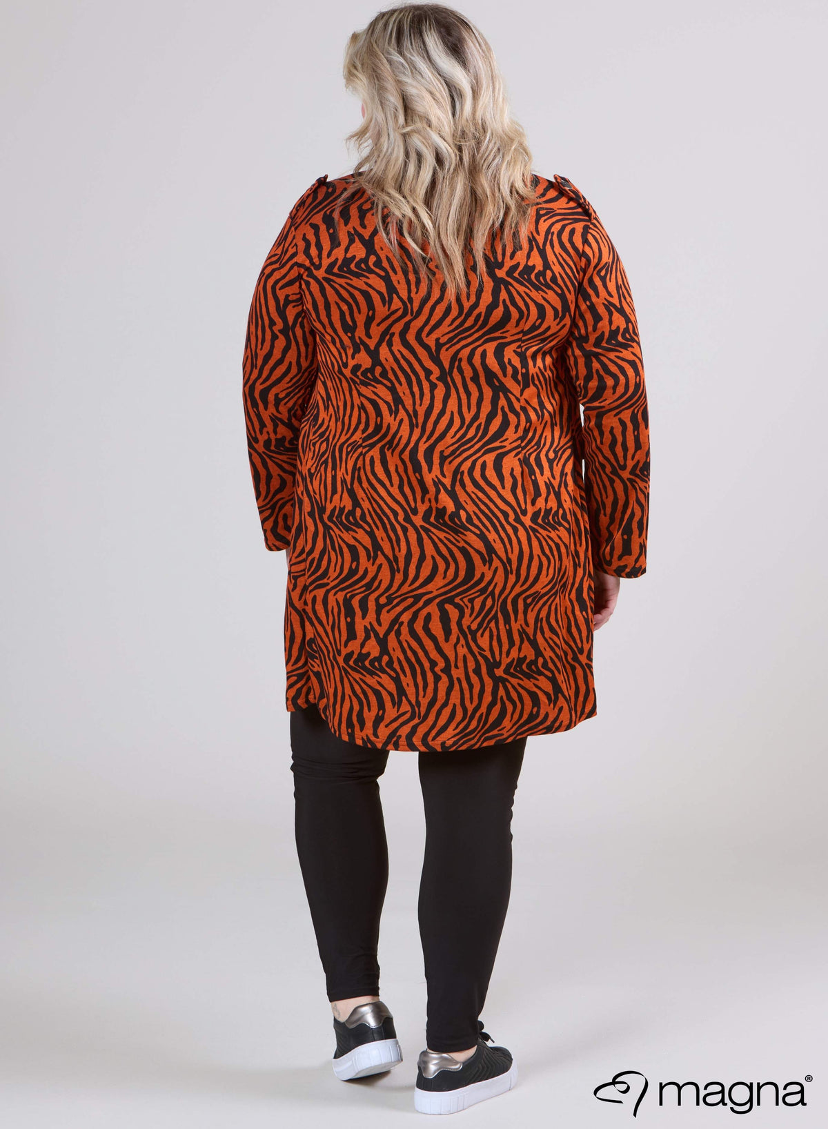 Magna  Viscose Printed Jacket Zebra Melange Rust