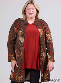 Magna Viscose Geprinte Jas Bruin Slang Design