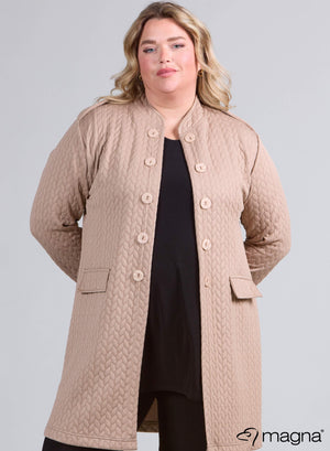 Magna Open Jaquard Blazer Block-Design Sand