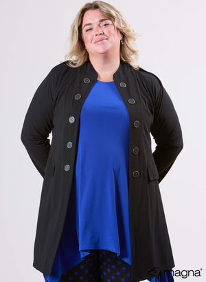 Magna open blazer met knoopdetails, zwart