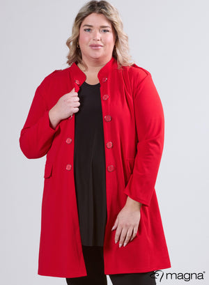 Magna open blazer met knoopdetails, rood