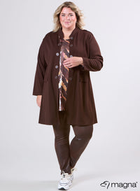 Magna Open Blazer With Button Details Brown