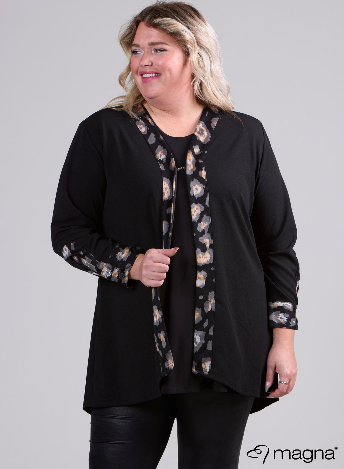 Blazer mit Magna-Detail-Print in Leo-Grau