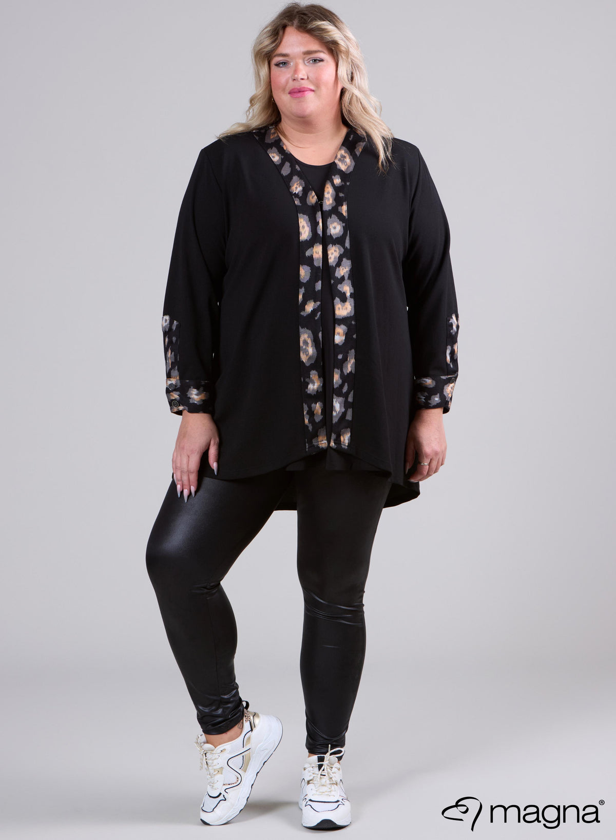 Blazer mit Magna-Detail-Print in Leo-Grau