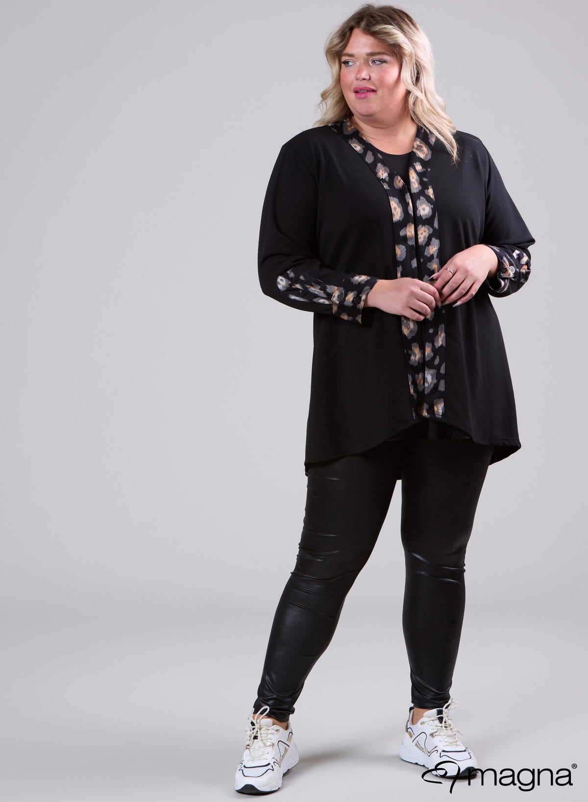Blazer mit Magna-Detail-Print in Leo-Grau