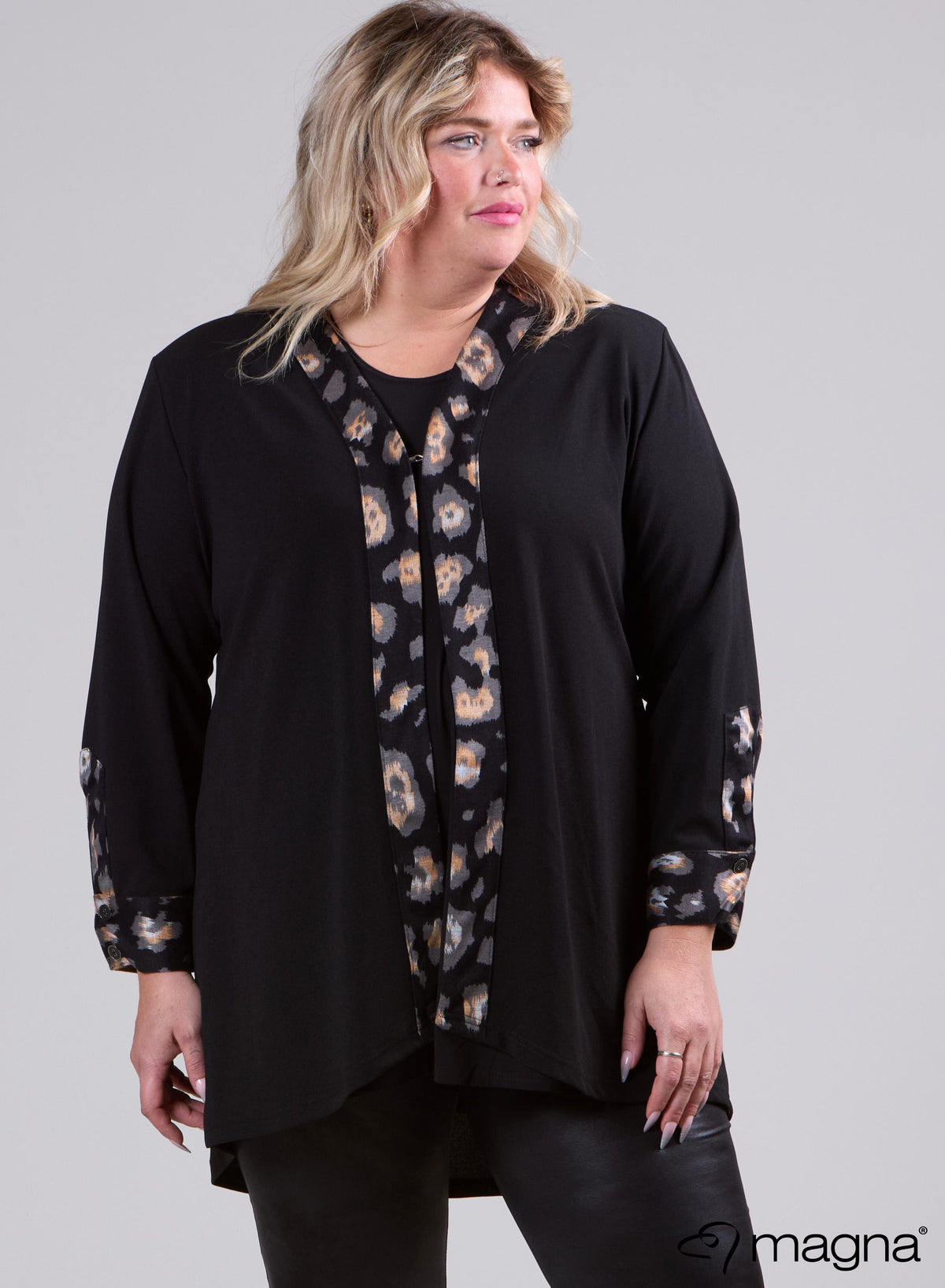 Blazer mit Magna-Detail-Print in Leo-Grau