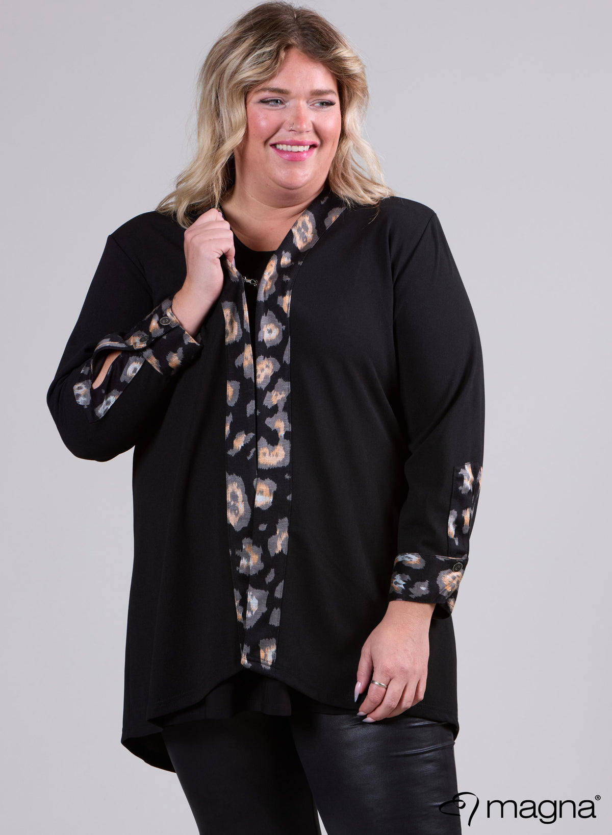 Blazer mit Magna-Detail-Print in Leo-Grau