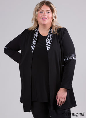 Blazer mit Magna-Detail, Schwarz/Grau/Leopard