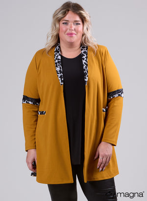 Magna Detail Blazer Senf Leopard Grau