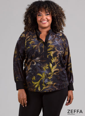 Zeffa Stretchy Mess Chiffon Blouse Jungle Grün