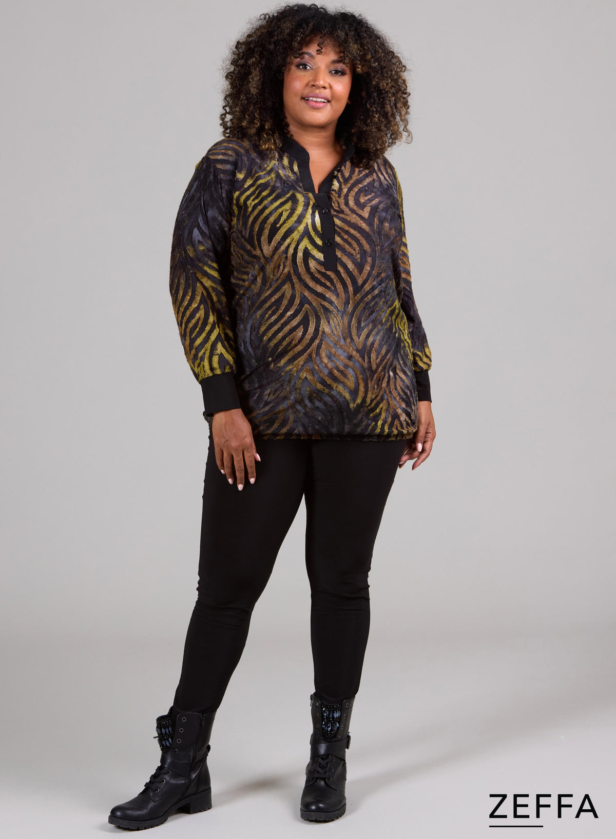 Zeffa Stretchy Mesh Chiffon Bluse Wavey Grün