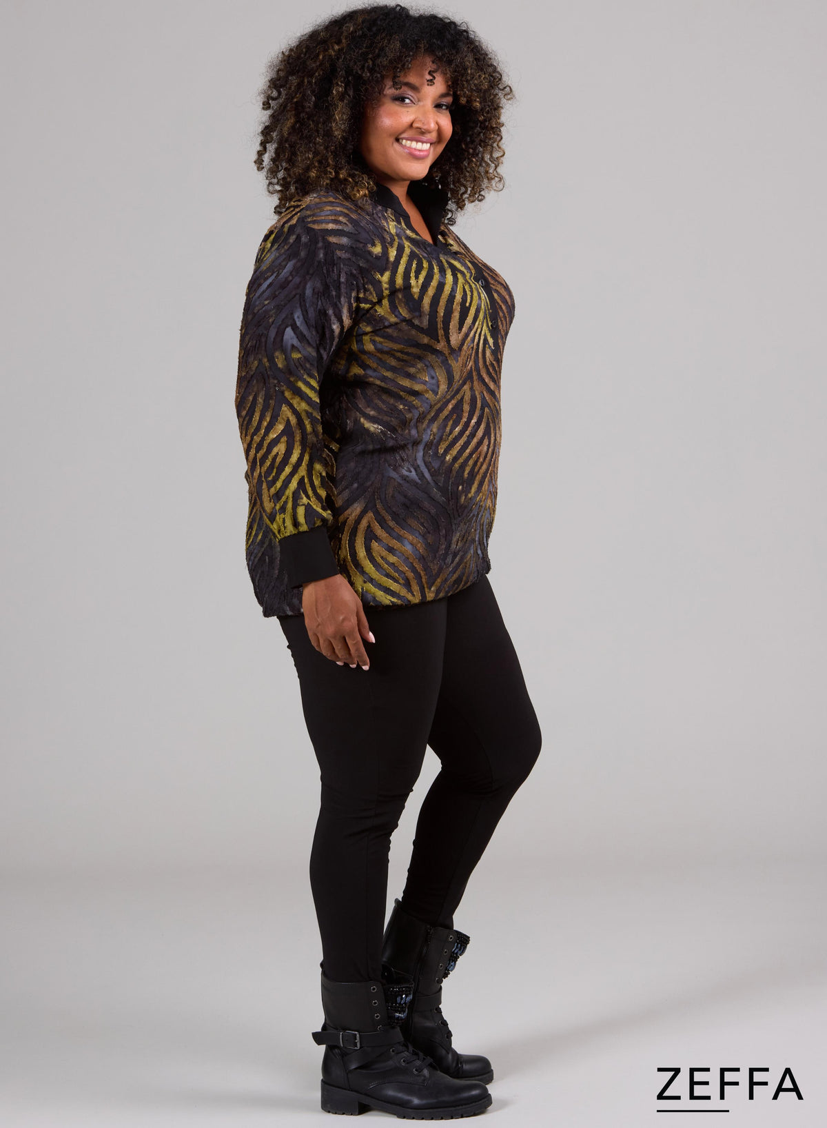 Zeffa Stretchy Mesh Chiffon Bluse Wavey Grün