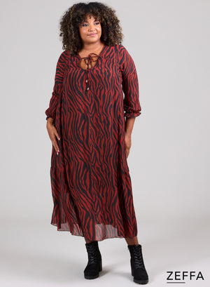 Zeffa Chiffonkleid Zebra Rost